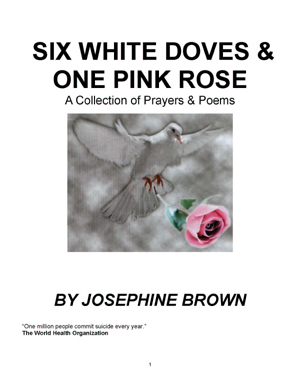 Six White Doves & One Pink Rose